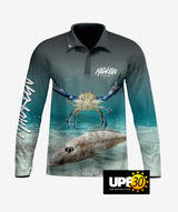 Blue Manna Crab Long Sleeve Polo