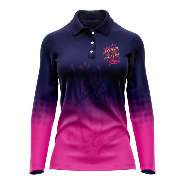 I Fish Like a Girl Plaid Polo