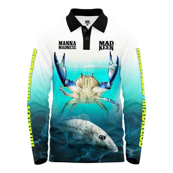Blue Manna Crab Long Sleeve Polo